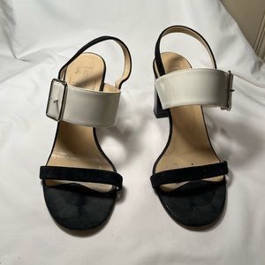 Aquatalia high heel sandal. Black and white